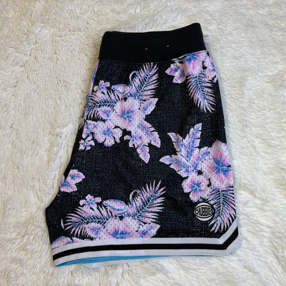 Chubbies basketball Shorts Black and Pink Floral Design large 5.5” inseam lined - Picture 6 of 7